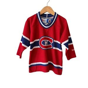 CCM Vintage Montreal Canadians Red and Blue Toddler Hockey Knit Jersey Canada